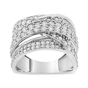 Bids.com .925 Sterling Silver 2.00 Cttw Round-Cut Diamond Overlapping Bypass Band Ring (I-J Color, I2-I3 Clarity) - Ring Size 7 Rings White Smoke 7 / White.Sterling Silver,9 / White.Sterling Silver,6 / White.Sterling Silver,8 / White.Sterling Silver,5 / White.Sterling Silver