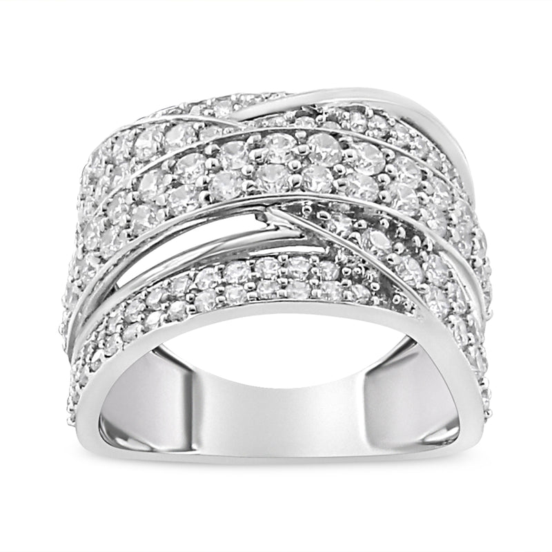 Bids.com .925 Sterling Silver 2.00 Cttw Round-Cut Diamond Overlapping Bypass Band Ring (I-J Color, I2-I3 Clarity) - Ring Size 7 Rings White Smoke 7 / White.Sterling Silver,9 / White.Sterling Silver,6 / White.Sterling Silver,8 / White.Sterling Silver,5 / White.Sterling Silver