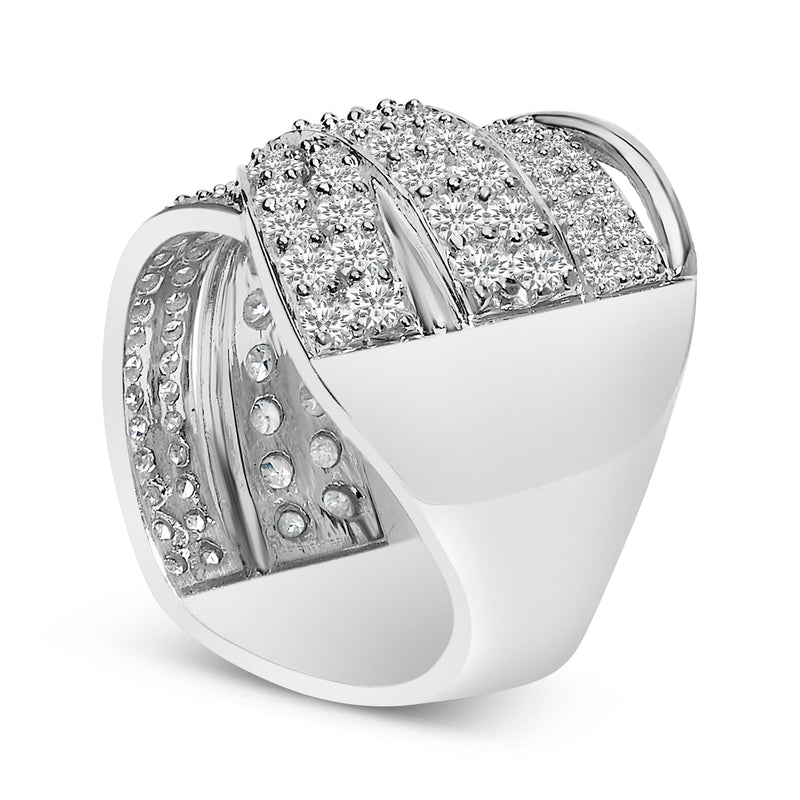 Bids.com .925 Sterling Silver 2.00 Cttw Round-Cut Diamond Overlapping Bypass Band Ring (I-J Color, I2-I3 Clarity) - Ring Size 7 Rings White Smoke 7 / White.Sterling Silver,9 / White.Sterling Silver,6 / White.Sterling Silver,8 / White.Sterling Silver,5 / White.Sterling Silver