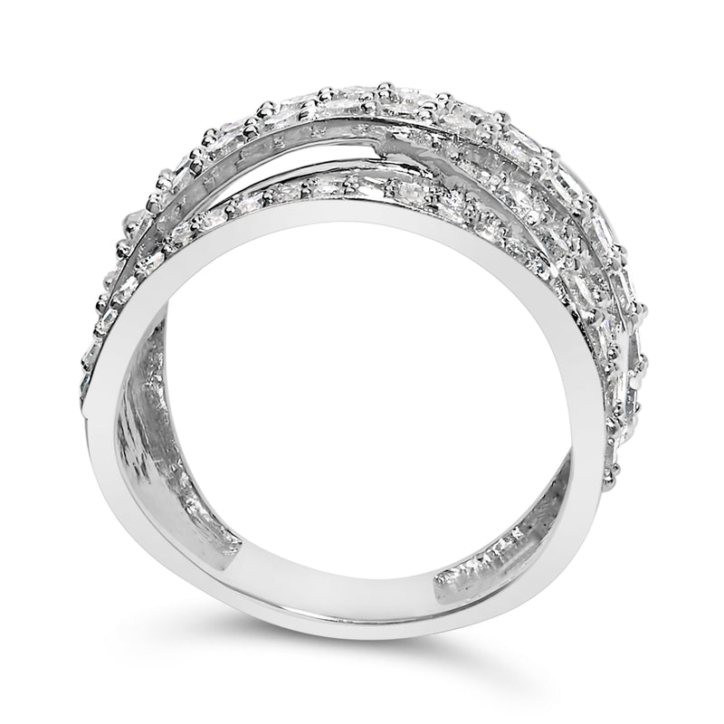 Bids.com .925 Sterling Silver 2.00 Cttw Round-Cut Diamond Overlapping Bypass Band Ring (I-J Color, I2-I3 Clarity) - Ring Size 7 Rings White Smoke 7 / White.Sterling Silver,9 / White.Sterling Silver,6 / White.Sterling Silver,8 / White.Sterling Silver,5 / White.Sterling Silver