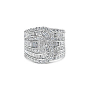 Bids.com 10K White Gold 2 1/2 Cttw Round and Baguette-Cut Diamond Multi-Row Bypass Ring (J-K Color, I2-I3 Clarity) - Ring Size 7 Rings Gray 7 / White.Gold,6 / White.Gold,8 / White.Gold,9 / White.Gold