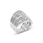 Bids.com 10K White Gold 2 1/2 Cttw Round and Baguette-Cut Diamond Multi-Row Bypass Ring (J-K Color, I2-I3 Clarity) - Ring Size 7 Rings White Smoke 7 / White.Gold,6 / White.Gold,8 / White.Gold,9 / White.Gold