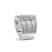 Bids.com 10K White Gold 2 1/2 Cttw Round and Baguette-Cut Diamond Multi-Row Bypass Ring (J-K Color, I2-I3 Clarity) - Ring Size 7 Rings Gray 7 / White.Gold,6 / White.Gold,8 / White.Gold,9 / White.Gold