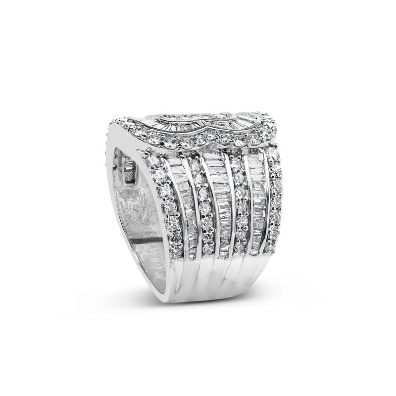 Bids.com 10K White Gold 2 1/2 Cttw Round and Baguette-Cut Diamond Multi-Row Bypass Ring (J-K Color, I2-I3 Clarity) - Ring Size 7 Rings Gray 7 / White.Gold,6 / White.Gold,8 / White.Gold,9 / White.Gold