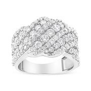 Bids.com 10K White Gold 3.00 Cttw Diamond Multi Row Cluster Band Ring (I-J Color, I3 Clarity) - Size 7 Rings White Smoke 7 / White.Gold,6 / White.Gold,8 / White.Gold,9 / White.Gold