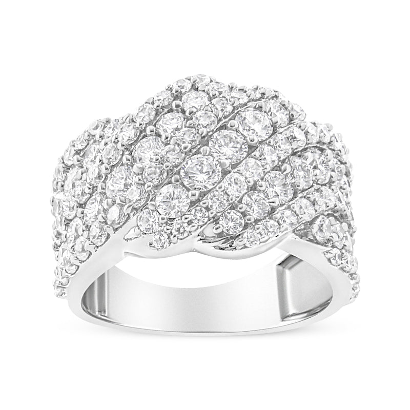 Bids.com 10K White Gold 3.00 Cttw Diamond Multi Row Cluster Band Ring (I-J Color, I3 Clarity) - Size 7 Rings White Smoke 7 / White.Gold,6 / White.Gold,8 / White.Gold,9 / White.Gold