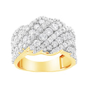 Bids.com 10K White Gold 3.00 Cttw Diamond Multi Row Cluster Band Ring (I-J Color, I3 Clarity) - Size 7 Rings White Smoke 7 / Yellow.Gold,6 / Yellow.Gold,8 / Yellow.Gold