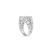 Bids.com .925 Sterling Silver 1/3 Diamond 6 Stone Rectangle Nugget Gents Ring - Size 10 Rings White Smoke 10 / White.Sterling Silver,9 / White.Sterling Silver,11 / White.Sterling Silver,12 / White.Sterling Silver