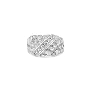 Bids.com .925 Sterling Silver 1/3 Diamond 6 Stone Rectangle Nugget Gents Ring - Size 10 Rings Gray 10 / White.Sterling Silver,9 / White.Sterling Silver,11 / White.Sterling Silver,12 / White.Sterling Silver