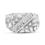 Bids.com .925 Sterling Silver 1/3 Diamond 6 Stone Rectangle Nugget Gents Ring - Size 10 Rings Light Gray 10 / White.Sterling Silver,9 / White.Sterling Silver,11 / White.Sterling Silver,12 / White.Sterling Silver