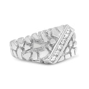 Bids.com .925 Sterling Silver 1/3 Diamond 6 Stone Rectangle Nugget Gents Ring - Size 10 Rings White Smoke 10 / White.Sterling Silver,9 / White.Sterling Silver,11 / White.Sterling Silver,12 / White.Sterling Silver