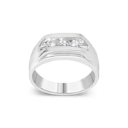 Bids.com Men's .925 Sterling Silver 1/3 Cttw Diamond Channel Set 3 Stone Ring Band (I-J Color, I3 Clarity) - Ring Size 10 Rings White Smoke 10 / White.Sterling Silver,9 / White.Sterling Silver,11 / White.Sterling Silver,12 / White.Sterling Silver