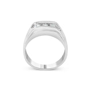 Bids.com Men's .925 Sterling Silver 1/3 Cttw Diamond Channel Set 3 Stone Ring Band (I-J Color, I3 Clarity) - Ring Size 10 Rings White Smoke 10 / White.Sterling Silver,9 / White.Sterling Silver,11 / White.Sterling Silver,12 / White.Sterling Silver
