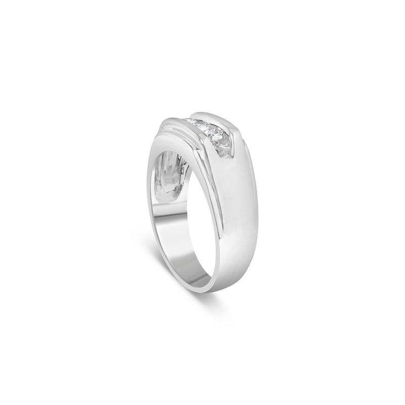 Bids.com Men's .925 Sterling Silver 1/3 Cttw Diamond Channel Set 3 Stone Ring Band (I-J Color, I3 Clarity) - Ring Size 10 Rings White Smoke 10 / White.Sterling Silver,9 / White.Sterling Silver,11 / White.Sterling Silver,12 / White.Sterling Silver