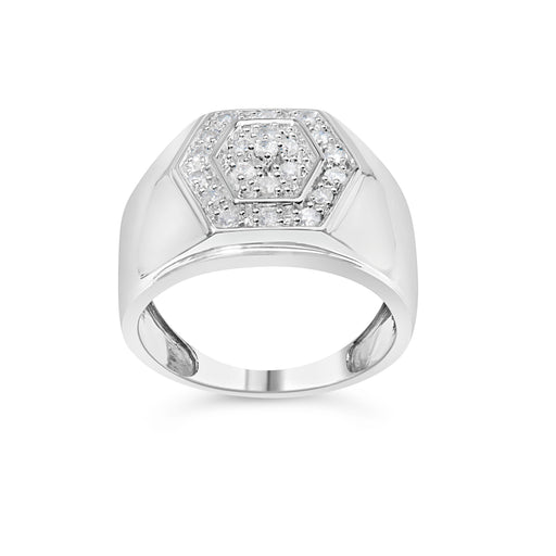 Bids.com Men's .925 Sterling Silver 1/2 Cttw Multi-Diamond Hexagon Frame Ring (I-J Color, I3 Clarity) - Ring Size 10 Rings White Smoke 10 / White.Sterling Silver,9 / White.Sterling Silver,11 / White.Sterling Silver,12 / White.Sterling Silver