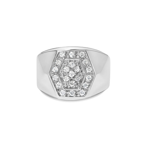 Bids.com Men's .925 Sterling Silver 1/2 Cttw Multi-Diamond Hexagon Frame Ring (I-J Color, I3 Clarity) - Ring Size 10 Rings Light Gray 10 / White.Sterling Silver,9 / White.Sterling Silver,11 / White.Sterling Silver,12 / White.Sterling Silver