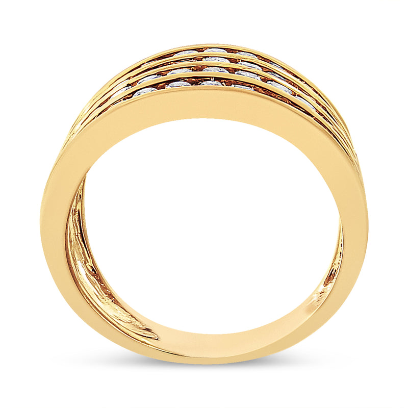 Bids.com 10K Yellow Gold Plated .925 Sterling Silver 1 1/2 Cttw Diamond 4 Row Channel Band Ring (Champagne Color, I2-I3 Clarity) Size 7 Rings White Smoke 7 / Yellow.Sterling Silver,5 / Yellow.Sterling Silver,8 / Yellow.Sterling Silver,6 / Yellow.Sterling Silver,9 / Yellow.Sterling Silver