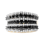 Bids.com 14K Yellow Gold Plated .925 Sterling Silver 1 3/4 Cttw Treated Black and White Alternating Diamond Multi Row Band Ring (Black / I-J Color, I2-I3 Clarity) - Size 7 Rings White Smoke 7 / Yellow.Sterling Silver,9 / Yellow.Sterling Silver,11 / Yellow.Sterling Silver,8 / Yellow.Sterling Silver,10 / Yellow.Sterling Silver