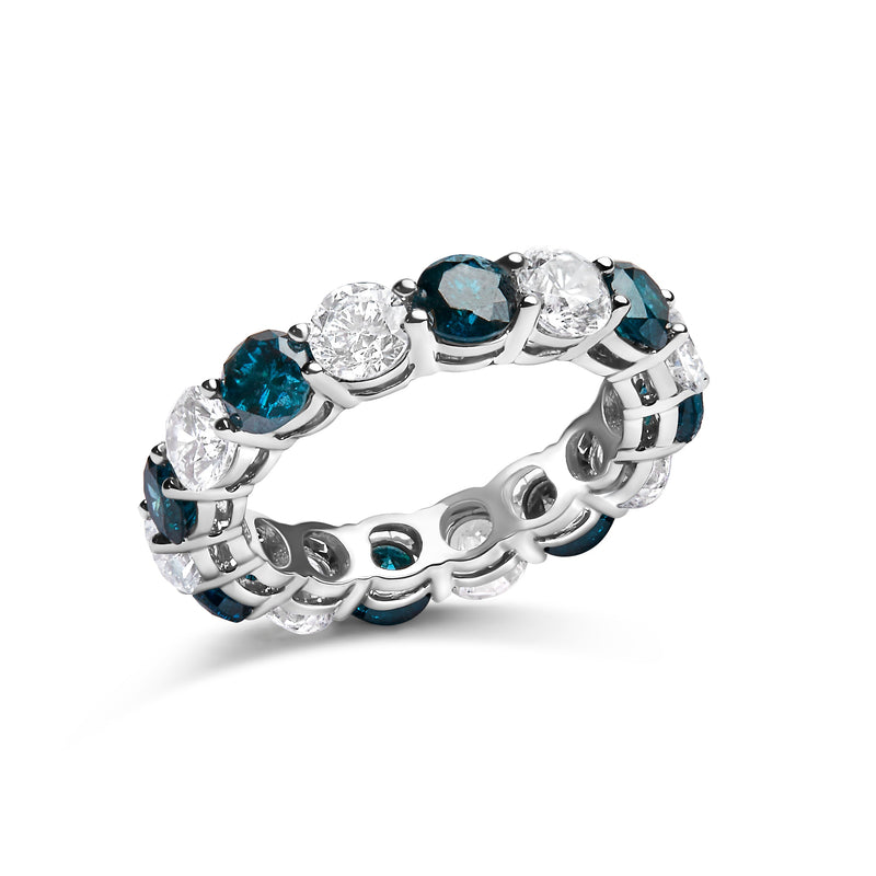 Bids.com 14K White Gold 6 1/4 Cttw Alternating Lab-Grown White and Natural Treated Blue Diamond Eternity Band Ring (F-G Color, VS1-VS2 Clarity) Rings White Smoke 7.5 / White.Gold,7 / White.Gold,9 / White.Gold,6 / White.Gold,8 / White.Gold,6.5 / White.Gold,8.5 / White.Gold