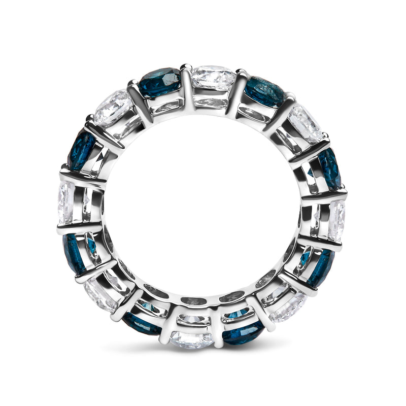 Bids.com 14K White Gold 6 1/4 Cttw Alternating Lab-Grown White and Natural Treated Blue Diamond Eternity Band Ring (F-G Color, VS1-VS2 Clarity) Rings White Smoke 7.5 / White.Gold,7 / White.Gold,9 / White.Gold,6 / White.Gold,8 / White.Gold,6.5 / White.Gold,8.5 / White.Gold