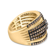 Bids.com 10K Yellow Gold Plated .925 Sterling Silver 1.0 Cttw Champagne Diamond Multi Row Cross Over Band Ring - Size 7 Rings White Smoke 7 / Yellow.Sterling Silver,6 / Yellow.Sterling Silver,8 / Yellow.Sterling Silver,9 / Yellow.Sterling Silver