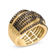 Bids.com 10K Yellow Gold Plated .925 Sterling Silver 1.0 Cttw Champagne Diamond Multi Row Cross Over Band Ring - Size 7 Rings White Smoke 7 / Yellow.Sterling Silver,6 / Yellow.Sterling Silver,8 / Yellow.Sterling Silver,9 / Yellow.Sterling Silver