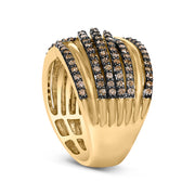 Bids.com 10K Yellow Gold Plated .925 Sterling Silver 1.0 Cttw Champagne Diamond Multi Row Cross Over Band Ring - Size 7 Rings White Smoke 7 / Yellow.Sterling Silver,6 / Yellow.Sterling Silver,8 / Yellow.Sterling Silver,9 / Yellow.Sterling Silver