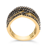 Bids.com 10K Yellow Gold Plated .925 Sterling Silver 1.0 Cttw Champagne Diamond Multi Row Cross Over Band Ring - Size 7 Rings White Smoke 7 / Yellow.Sterling Silver,6 / Yellow.Sterling Silver,8 / Yellow.Sterling Silver,9 / Yellow.Sterling Silver