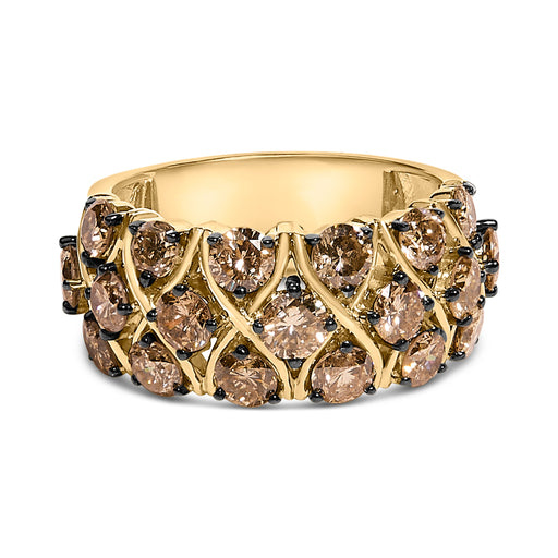 Bids.com 10K Yellow Gold Plated .925 Sterling Silver 3.0 Cttw Champagne Diamond Multi Lattice Band Ring - Size 7 Rings White Smoke 7 / Yellow.Sterling Silver,6 / Yellow.Sterling Silver,8 / Yellow.Sterling Silver,9 / Yellow.Sterling Silver