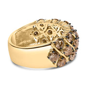 Bids.com 10K Yellow Gold Plated .925 Sterling Silver 3.0 Cttw Champagne Diamond Multi Lattice Band Ring - Size 7 Rings White Smoke 7 / Yellow.Sterling Silver,6 / Yellow.Sterling Silver,8 / Yellow.Sterling Silver,9 / Yellow.Sterling Silver