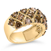 Bids.com 10K Yellow Gold Plated .925 Sterling Silver 3.0 Cttw Champagne Diamond Multi Lattice Band Ring - Size 7 Rings White Smoke 7 / Yellow.Sterling Silver,6 / Yellow.Sterling Silver,8 / Yellow.Sterling Silver,9 / Yellow.Sterling Silver