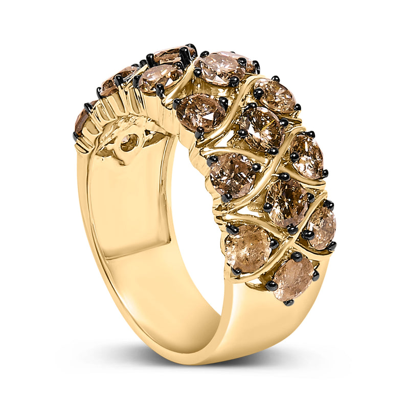 Bids.com 10K Yellow Gold Plated .925 Sterling Silver 3.0 Cttw Champagne Diamond Multi Lattice Band Ring - Size 7 Rings White Smoke 7 / Yellow.Sterling Silver,6 / Yellow.Sterling Silver,8 / Yellow.Sterling Silver,9 / Yellow.Sterling Silver