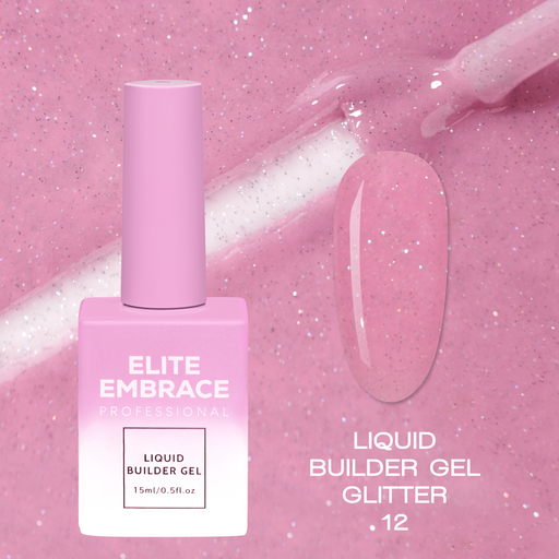 nbmsupply ELITE EMBRACE Professional Liquid Builder Gel Glitter 12 15ml ELBGG1215 Plum