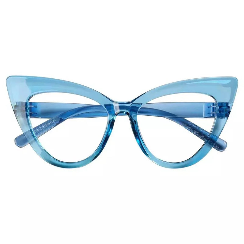eyekeeper.com 30% Blue Light Blocking Oversized Cat-eye Screwless Glasses R2318-B15 Eyeglasses White Smoke Black / without magnification,Light Blue / without magnification,Green / without magnification,Rose / without magnification,Purple Red / without magnification,Red / without magnification