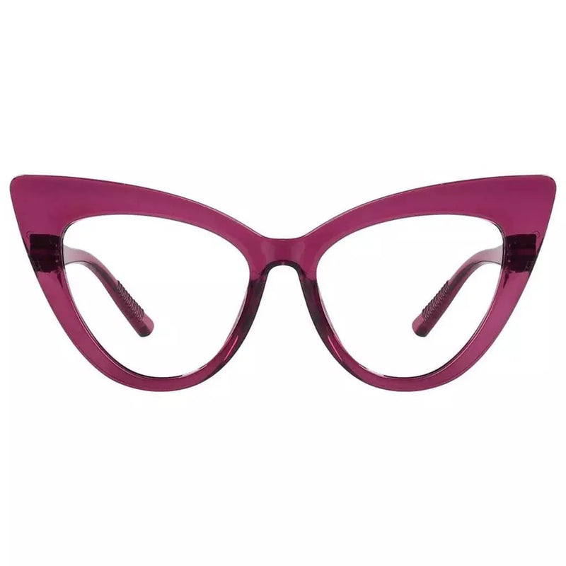 eyekeeper.com 30% Blue Light Blocking Oversized Cat-eye Screwless Glasses R2318-B15 Eyeglasses White Smoke Purple Red / without magnification