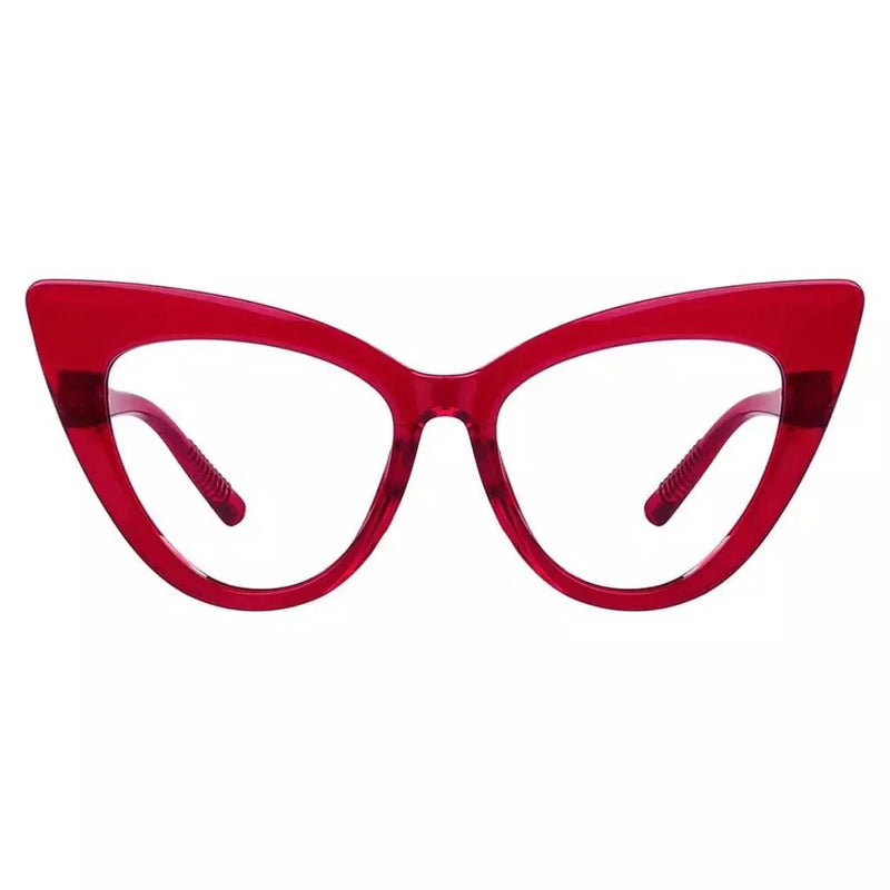 eyekeeper.com 30% Blue Light Blocking Oversized Cat-eye Screwless Glasses R2318-B15 Eyeglasses White Smoke Red / without magnification