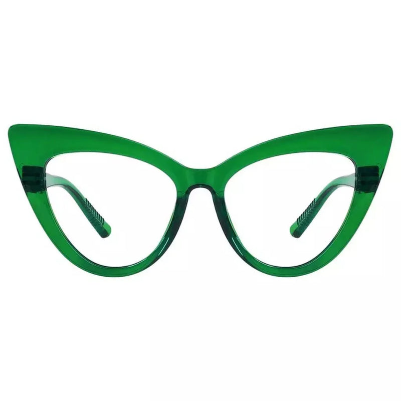 eyekeeper.com 30% Blue Light Blocking Oversized Cat-eye Screwless Glasses R2318-B15 Eyeglasses White Smoke Green / without magnification