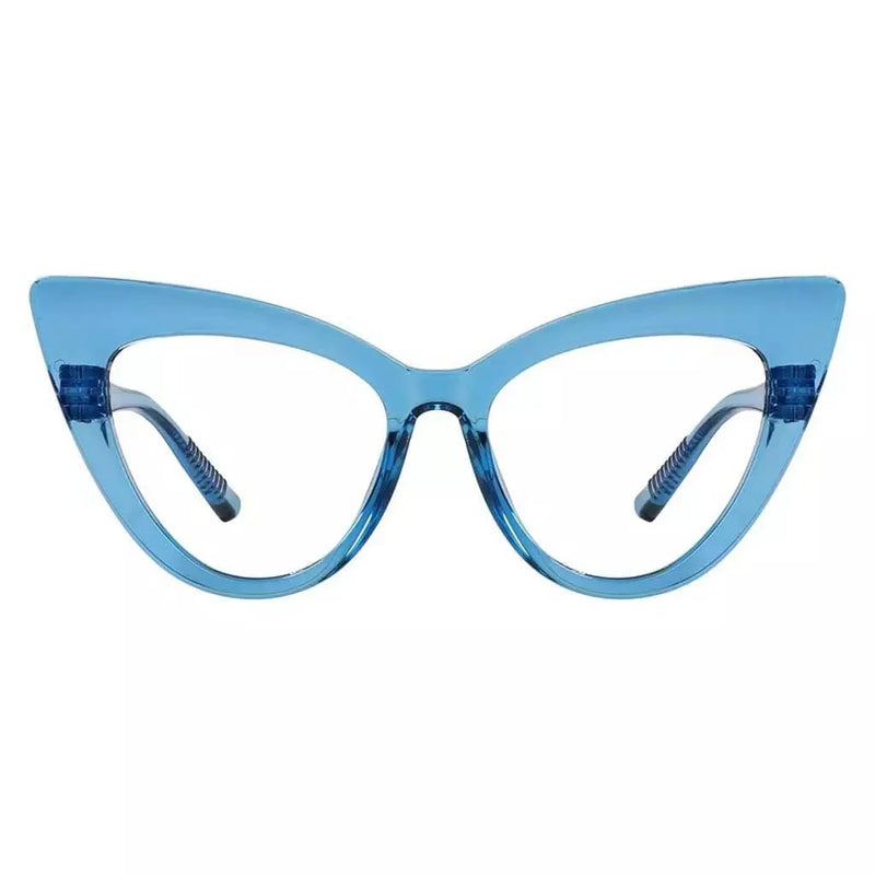 eyekeeper.com 30% Blue Light Blocking Oversized Cat-eye Screwless Glasses R2318-B15 Eyeglasses White Smoke Light Blue / without magnification