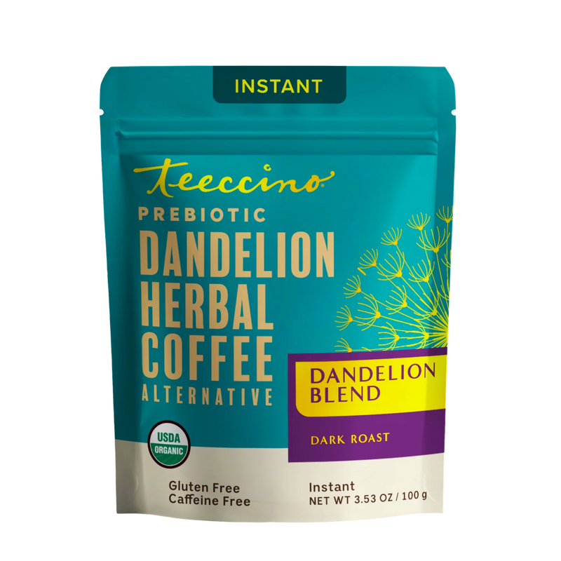 Teeccino Instant Dandelion Herbal Coffee Instant Coffee Dark Cyan Black