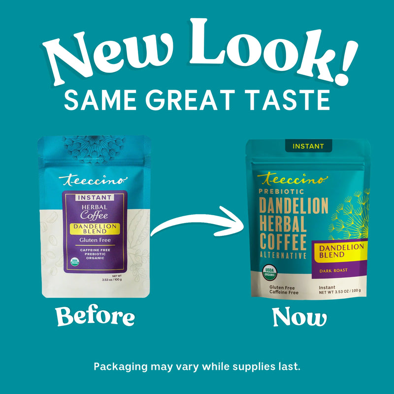 Teeccino Instant Dandelion Herbal Coffee Instant Coffee Dark Cyan Black