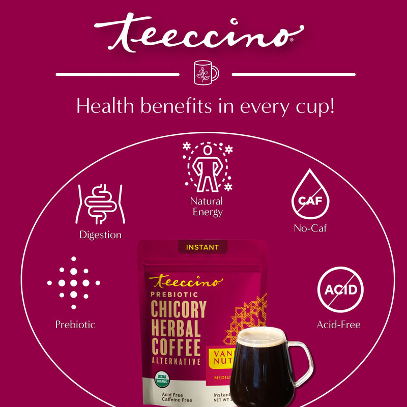 Teeccino Instant Vanilla Nut Herbal Coffee Instant Coffee Brown Instant