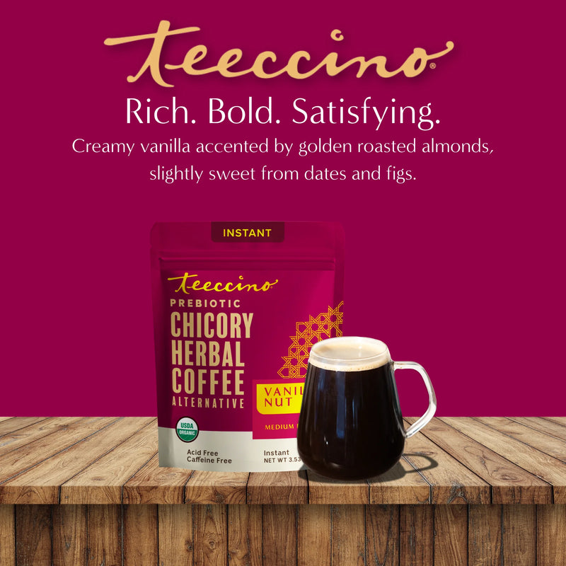 Teeccino Instant Vanilla Nut Herbal Coffee Instant Coffee Brown Instant