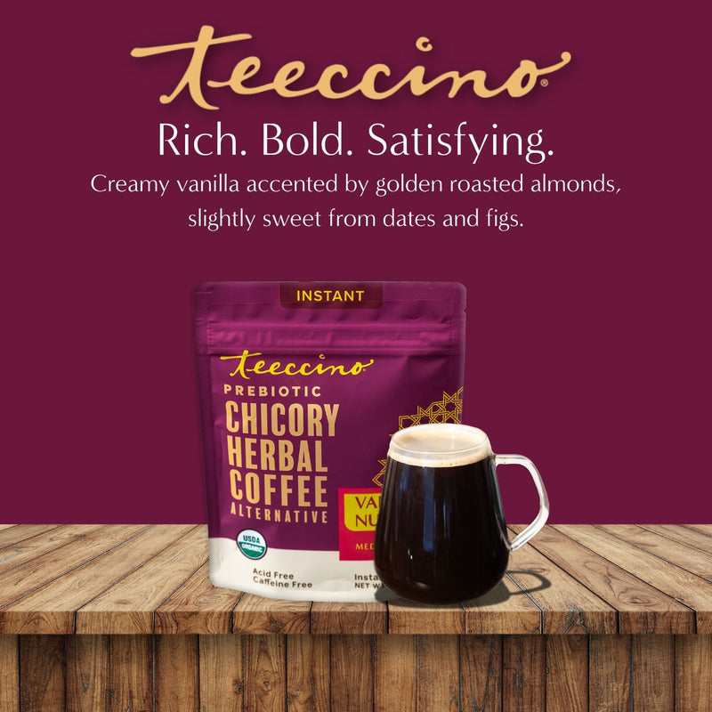 Teeccino Instant Vanilla Nut Herbal Coffee Instant Coffee Brown Instant