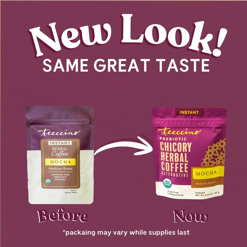 Teeccino Instant Mocha Herbal Coffee Instant Coffee Dim Gray Black
