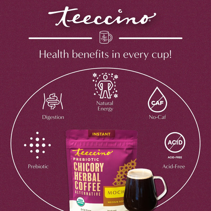 Teeccino Instant Mocha Herbal Coffee Instant Coffee Brown Black