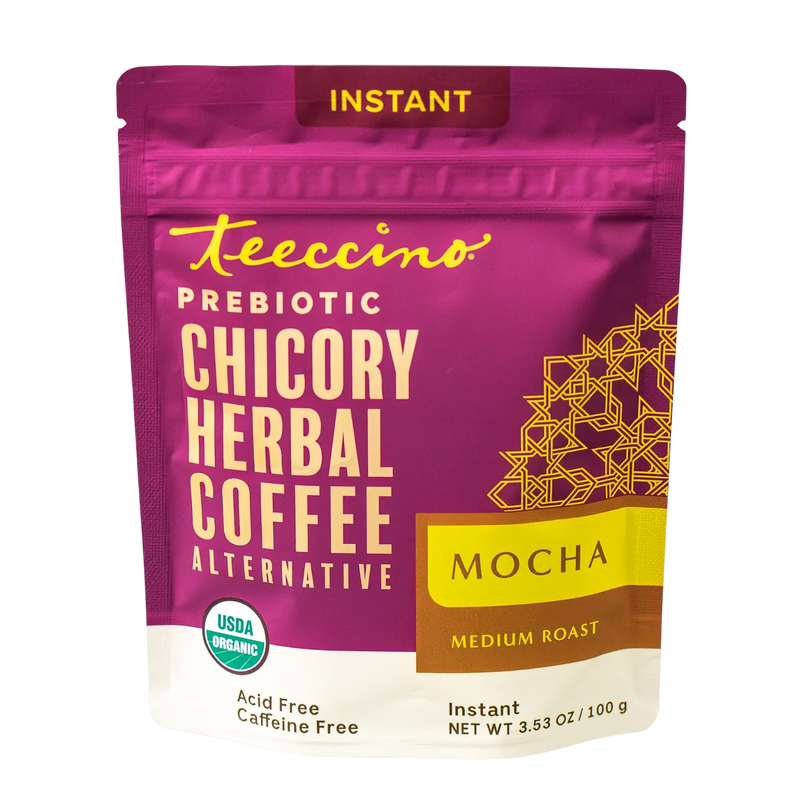 Teeccino Instant Mocha Herbal Coffee Instant Coffee Maroon Black