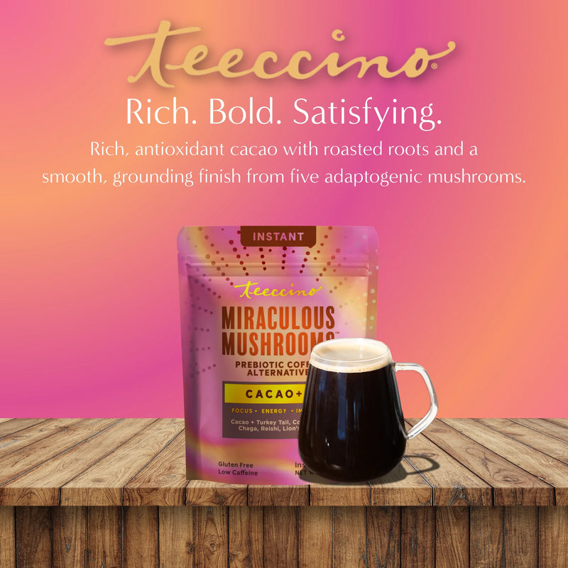 Teeccino Miraculous Mushrooms® Cacao + 5 Instant Coffee Salmon Black
