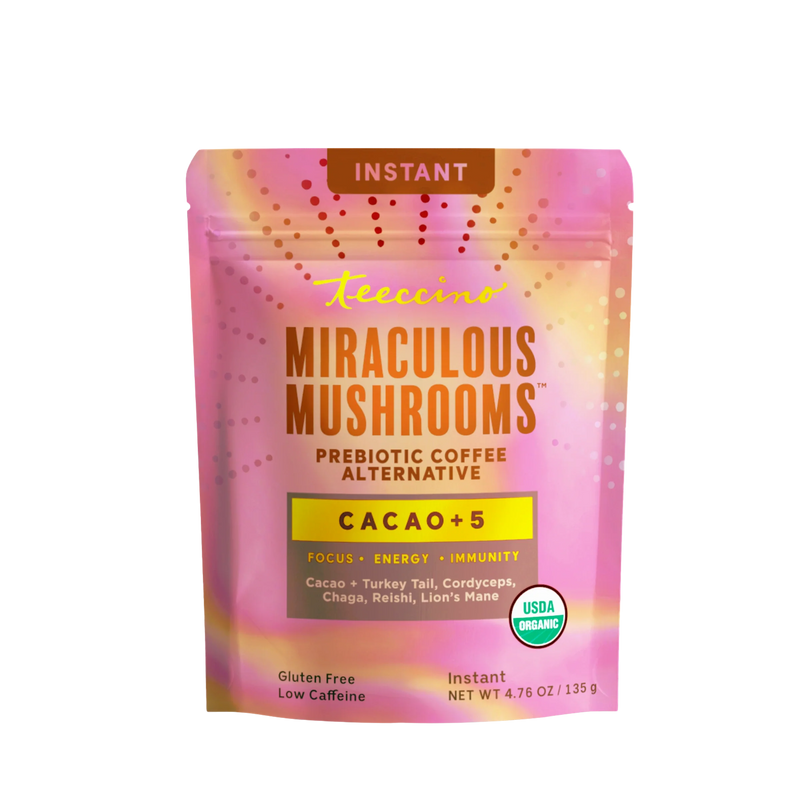 Teeccino Miraculous Mushrooms® Cacao + 5 Instant Mushroom Coffee Light Pink Instant
