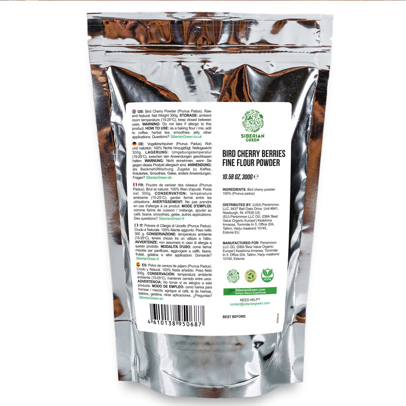 SiberianGreen.com Premium Wild-Harvested Bird Cherry Flour, 300g – Natural & Nutrient-Rich Tea & Infusions White Smoke