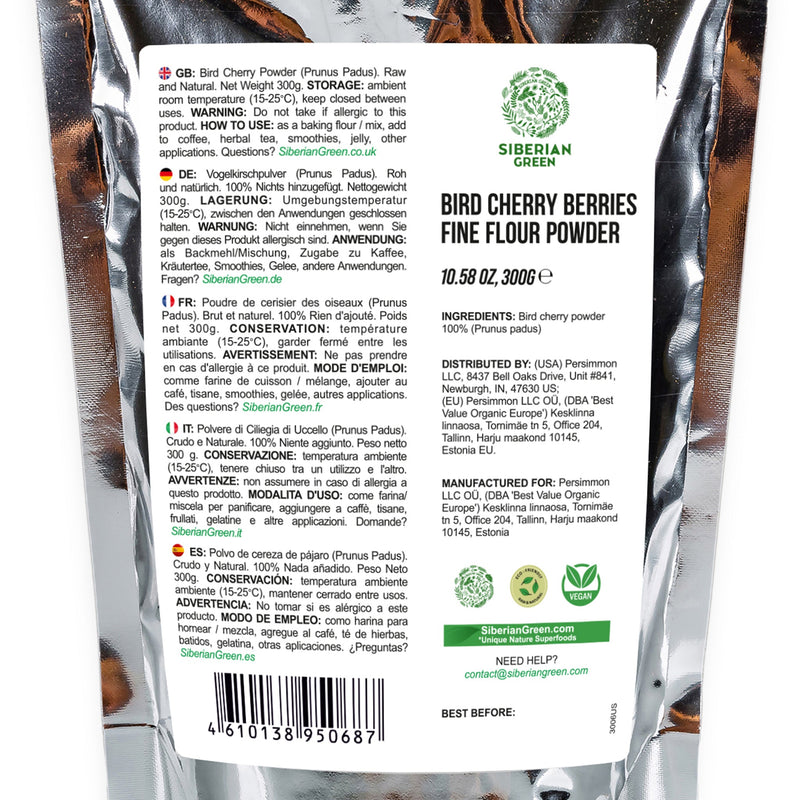 SiberianGreen.com Premium Wild-Harvested Bird Cherry Flour, 300g – Natural & Nutrient-Rich Tea & Infusions White Smoke